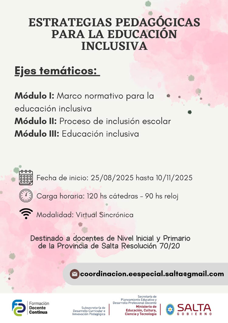 Curso de capacitación “Estrategias Pedagógicas para la Educación Inclusiva” Imagen: Curso de capacitación “Estrategias Pedagógicas para la Educación Inclusiva”