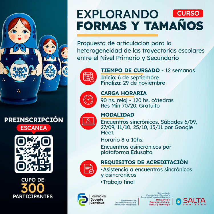 Imagen: Curso: “Explorando formas y tamaños: Propuesta de articulación...
