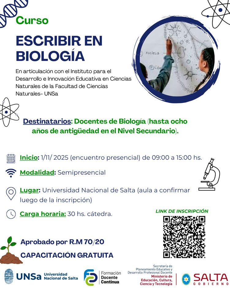 Curso de capacitación: Escribir en Biología Imagen: Curso de capacitación: Escribir en Biología