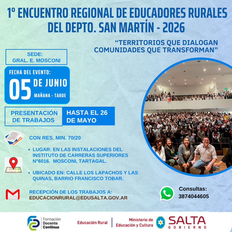 Imagen: Educación invita a estudiantes y docentes a participar del 1° Encuentro Regional de Educadores Rurales