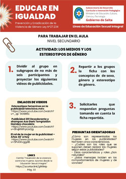 Secundaria · Los medios y los estereotipos de género